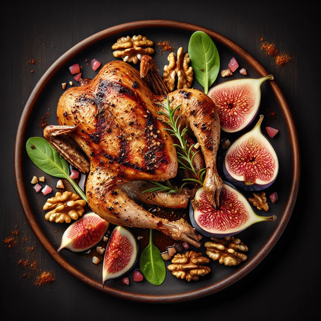 Exotic Spiced Quail with Fig and Walnut Salad