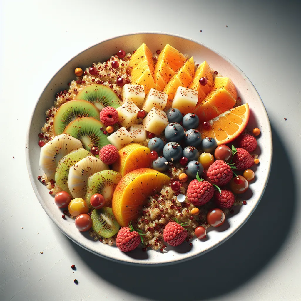 Exotic Spiced Quinoa Breakfast Bowl with Tropical Fruits