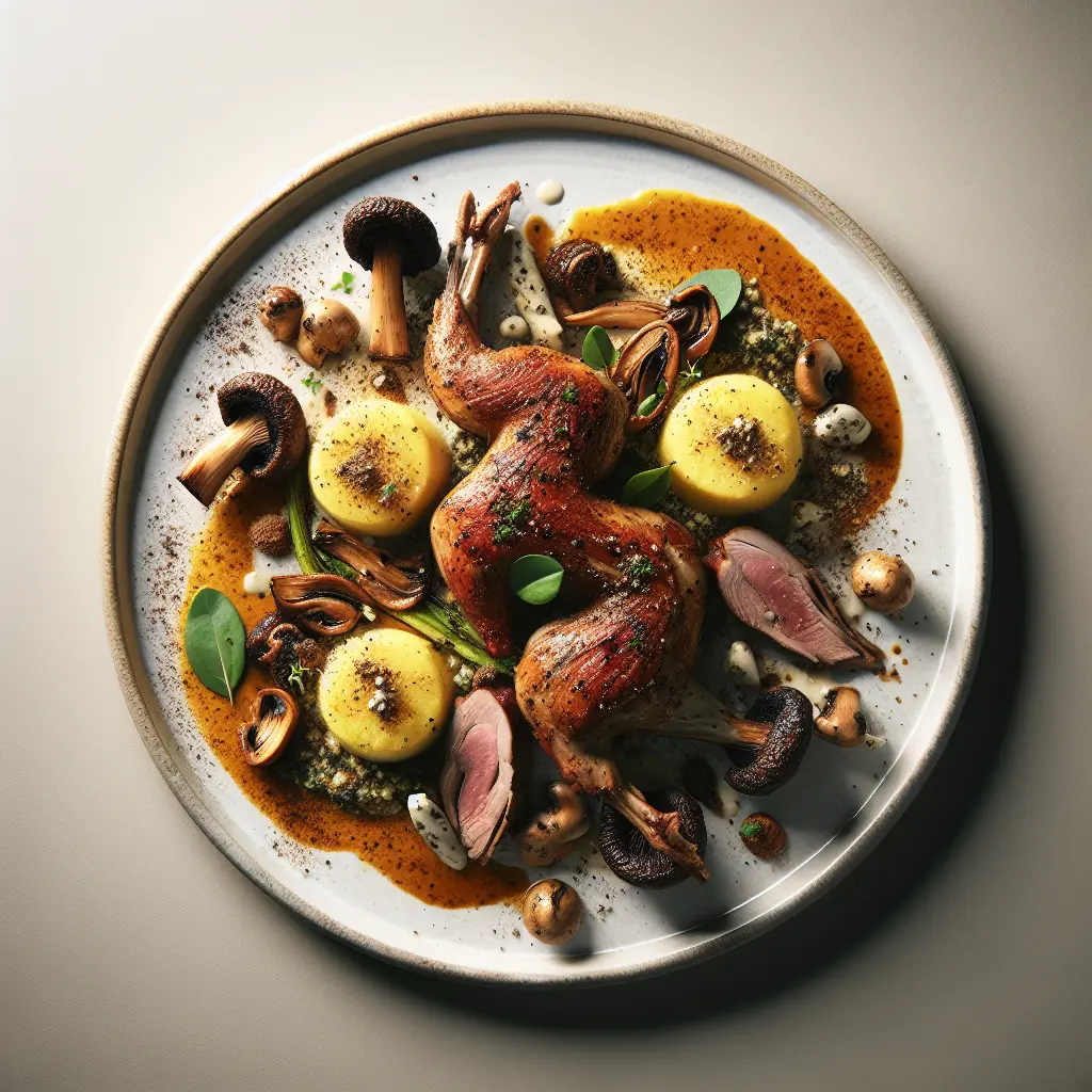 Exotic Spiced Rabbit with Wild Mushroom and Truffle Polenta