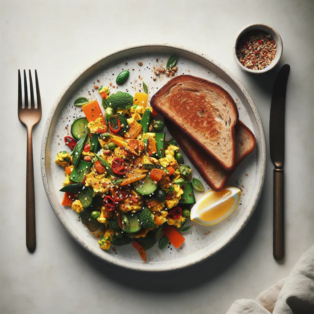 Spiced Vegetable Scramble with Whole Grain Toast