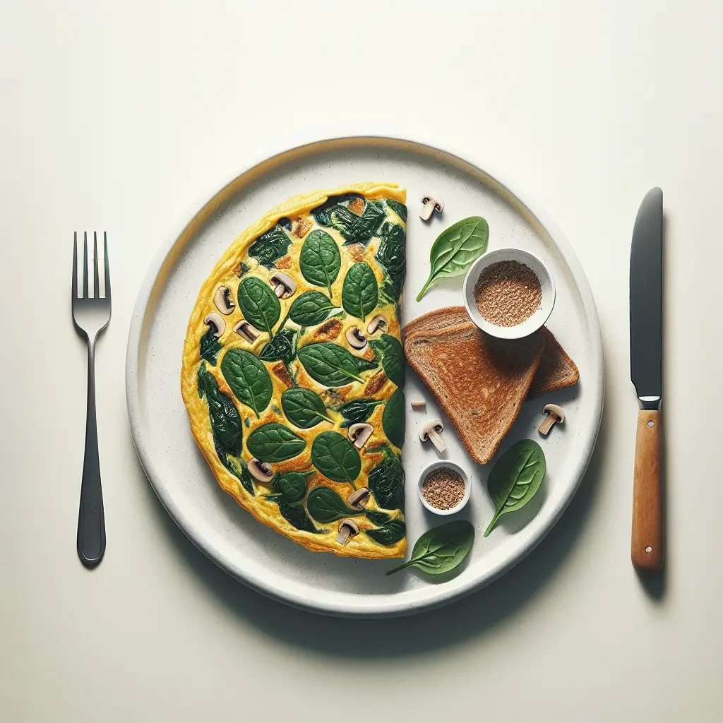 Spinach and Mushroom Omelette with Whole Wheat Toast