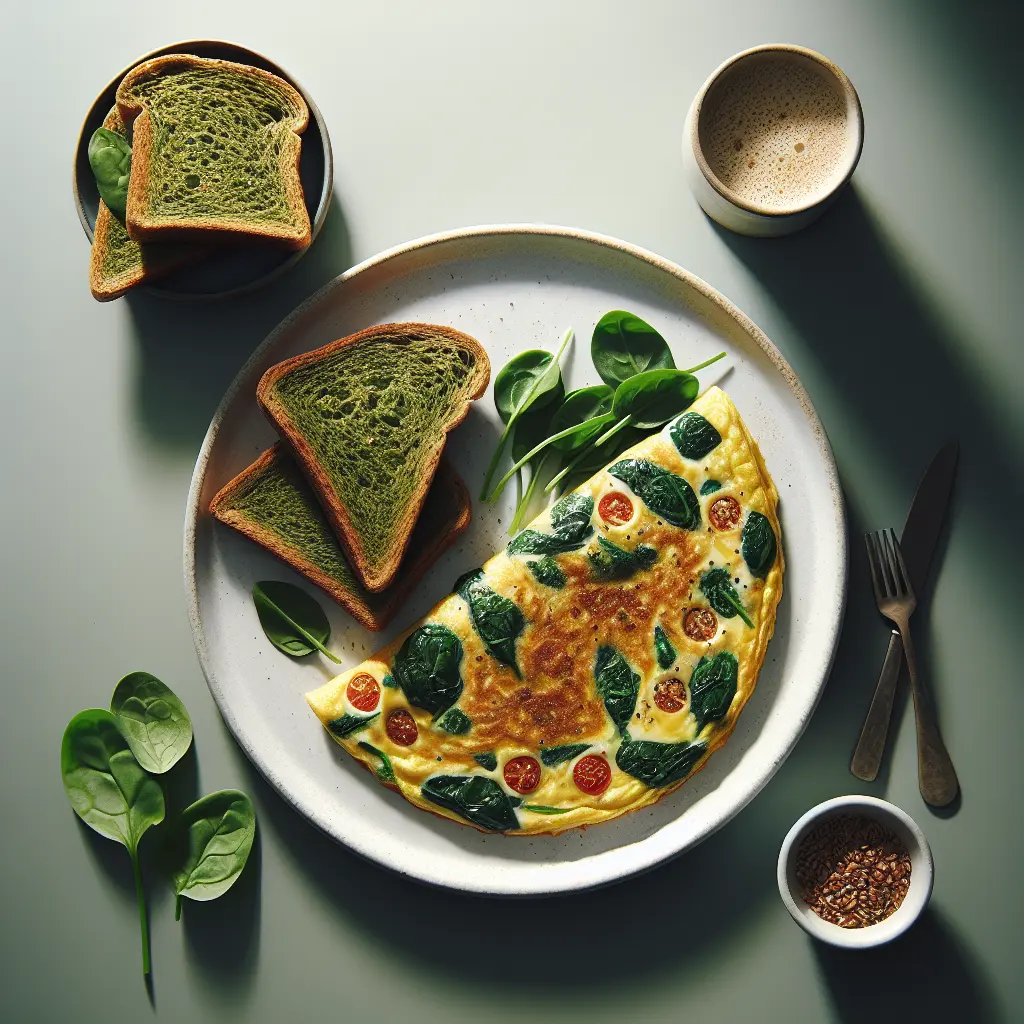 Spinach and Tomato Omelette with Whole Grain Toast