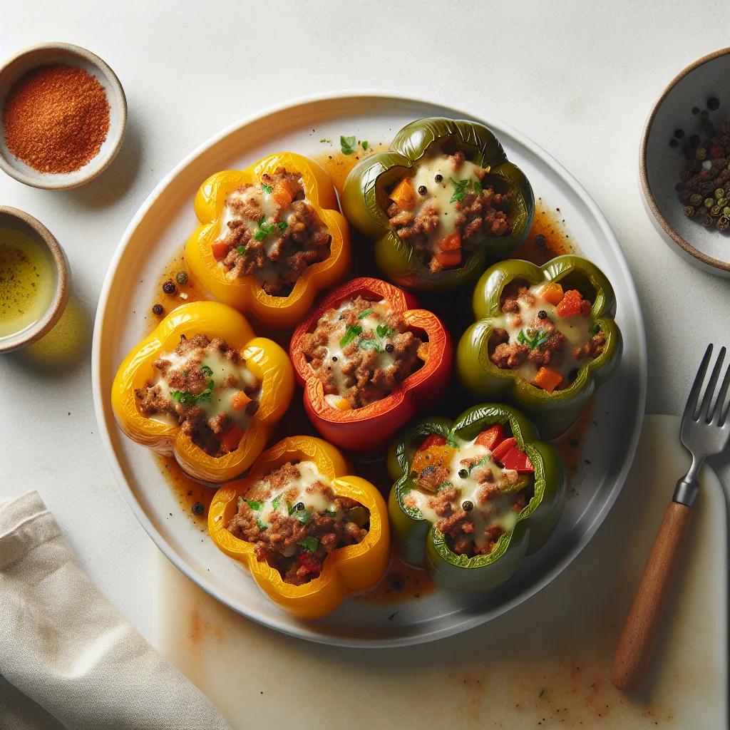Stuffed Bell Peppers with Ground Meat and Veggies