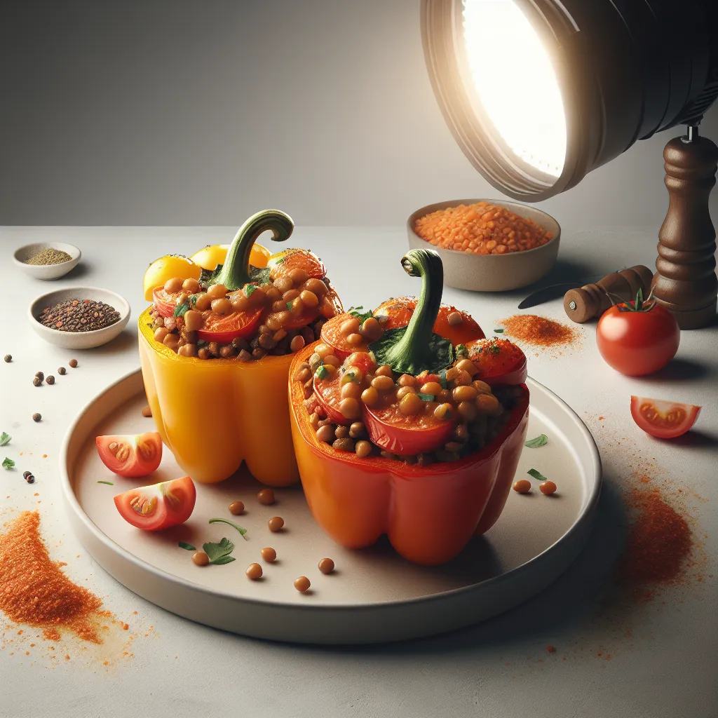 Stuffed Bell Peppers with Lentils and Tomatoes