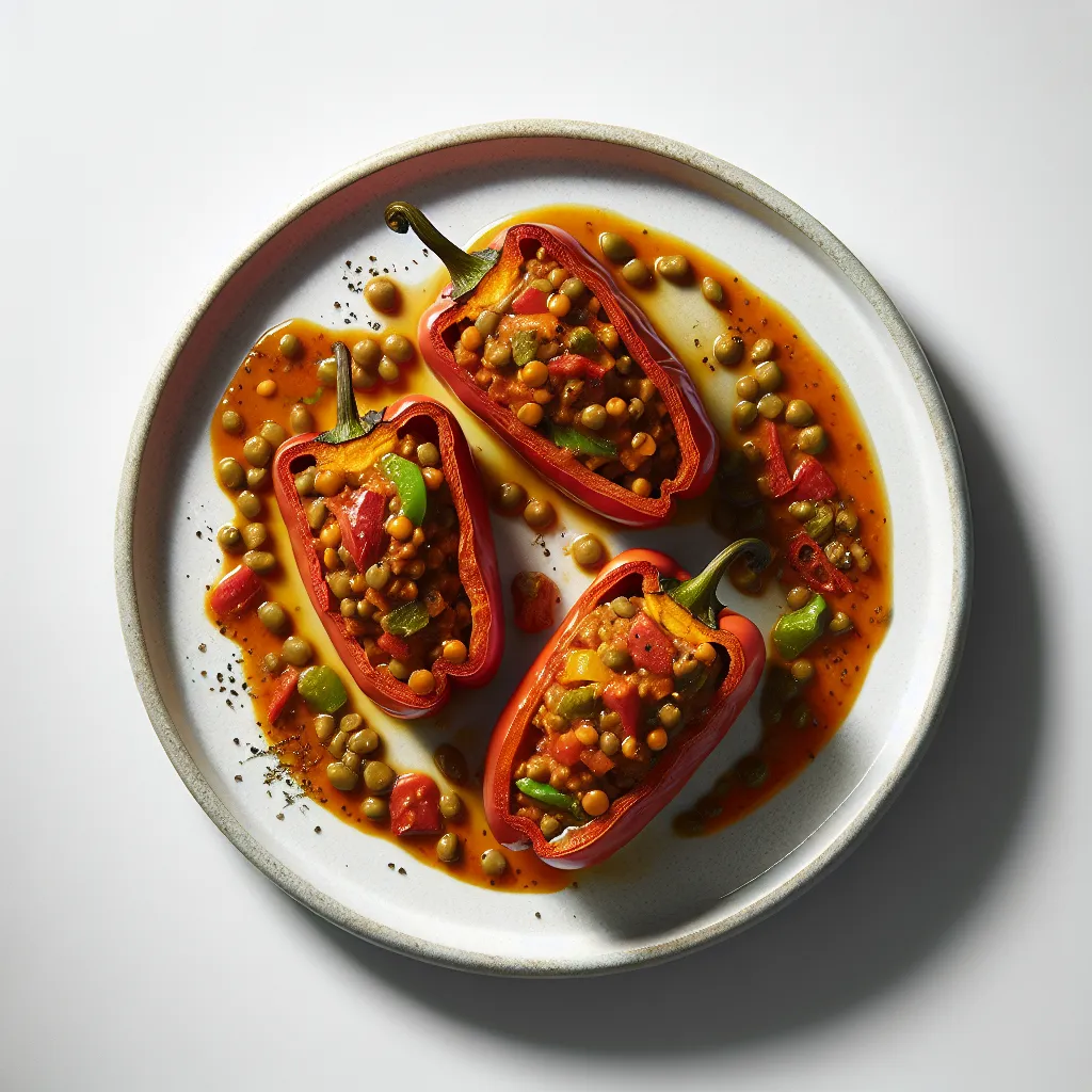 Spicy Stuffed Bell Peppers with Lentils and Vegetables