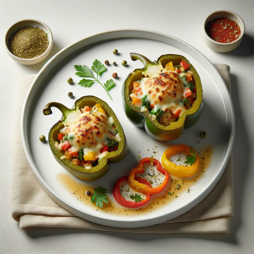 Stuffed Bell Peppers with Veggie and Cheese