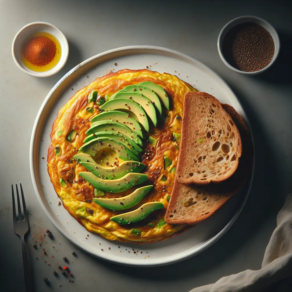 Szechuan Spiced Omelette with Avocado and Whole Grain Toast