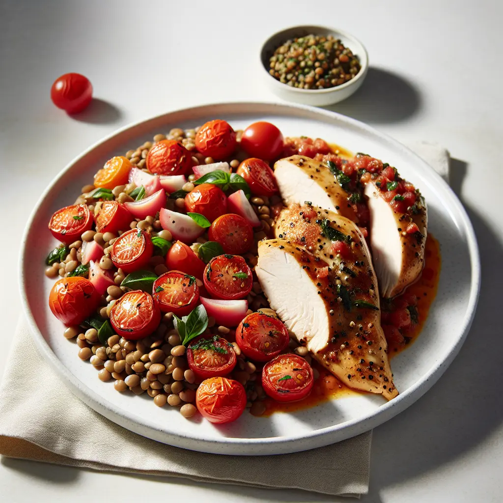 Tomato and Herb Chicken with Lentil Salad