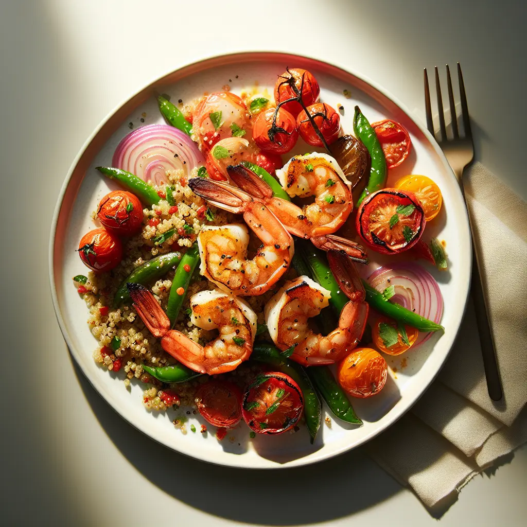 Tomato and Herb Grilled Shrimp with Quinoa and Seasonal Vegetables