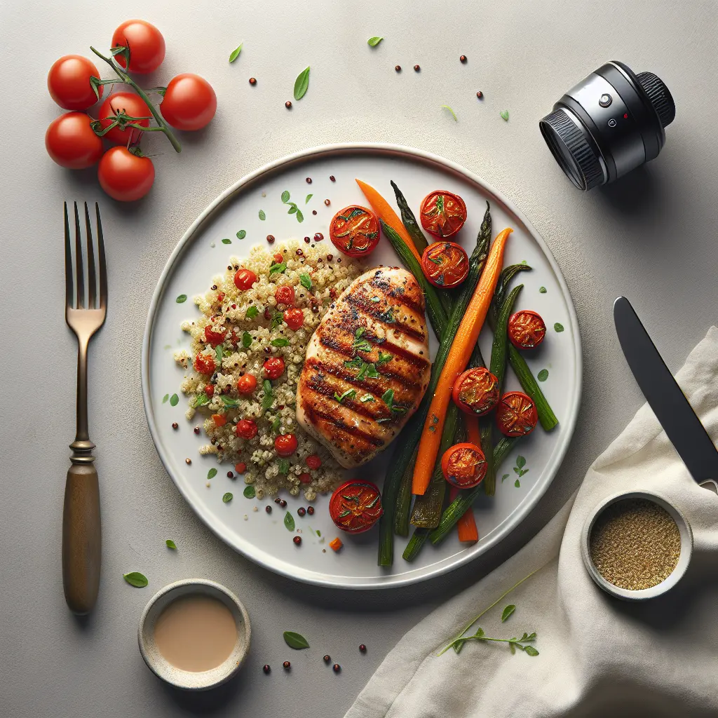 Tomato and Herb Marinated Chicken with Quinoa and Roasted Vegetables