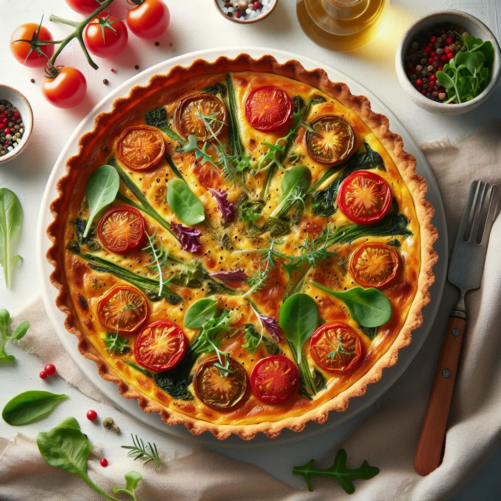 Autumn Tomato and Herb Quiche with Mixed Greens