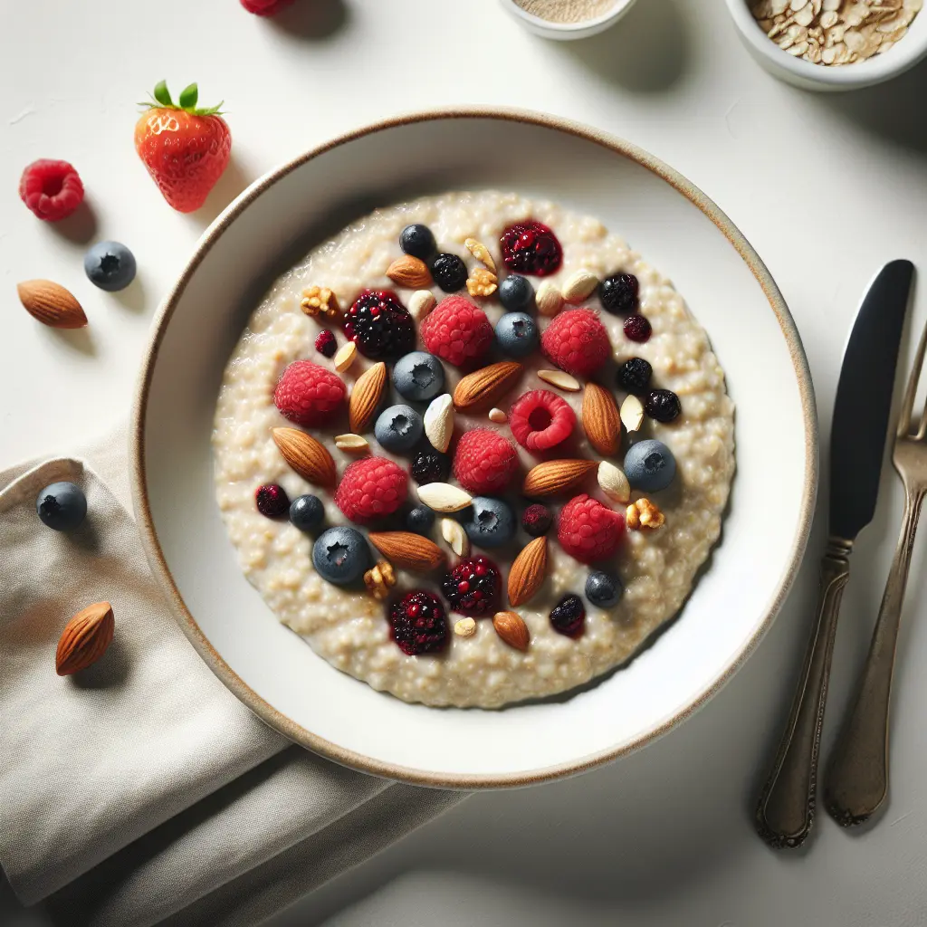Traditional English Porridge with Fresh Berries and Nuts