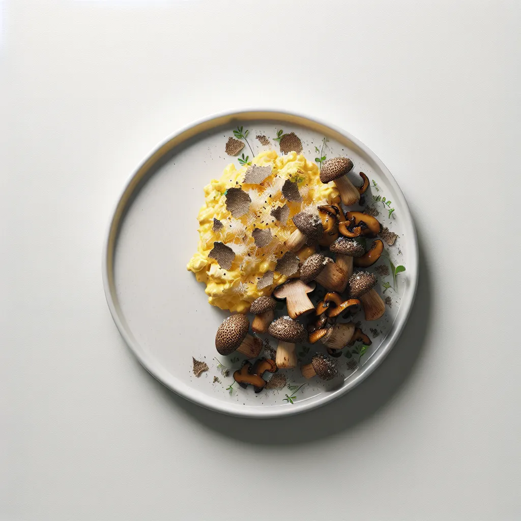 Truffle-Infused Scrambled Eggs with Sautéed Wild Mushrooms