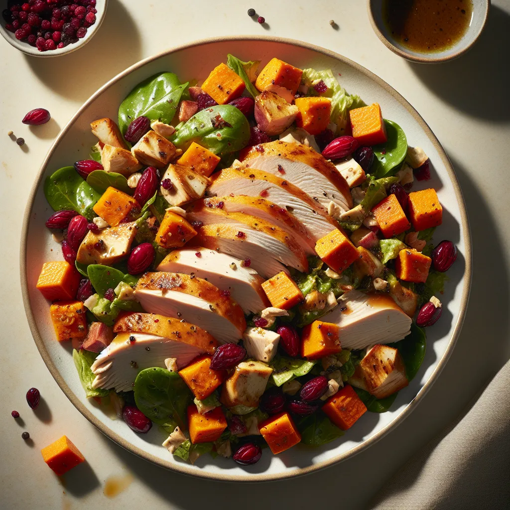 Autumn Turkey and Sweet Potato Salad with Cranberry Vinaigrette