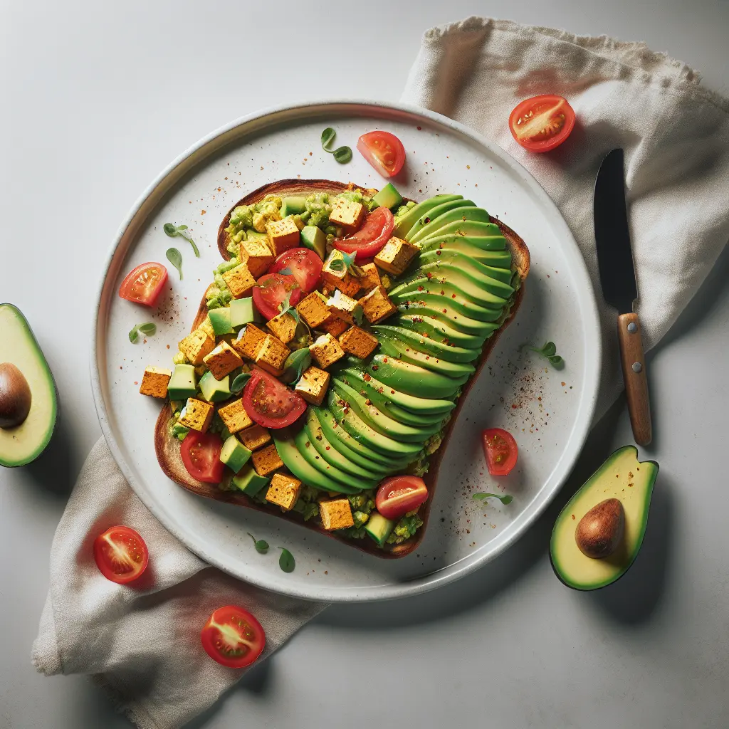 Vegan Avocado and Tomato Toast with Tofu Scramble