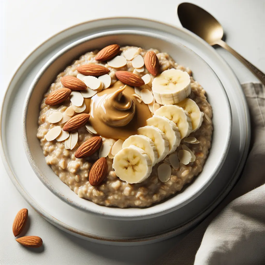 Vegan Banana Oatmeal with Almond Butter