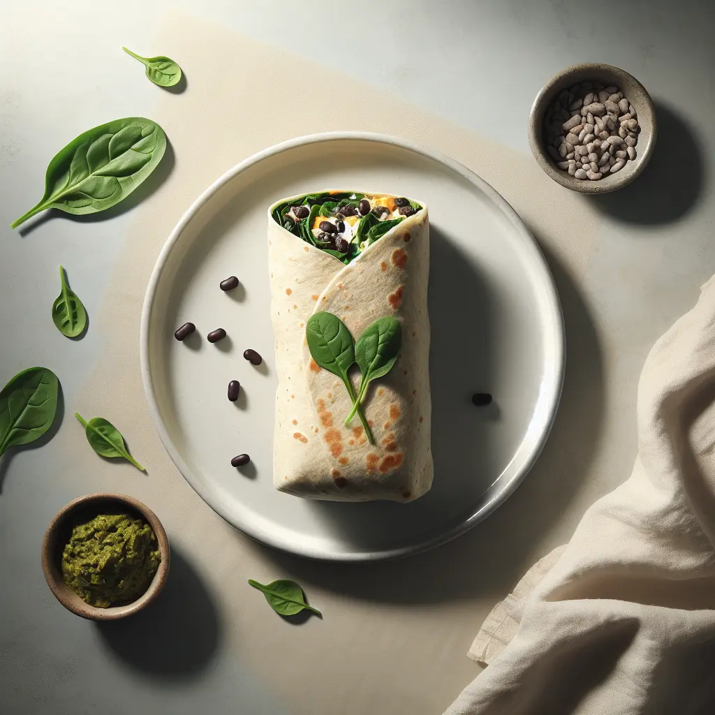 Vegan Breakfast Burrito with Spinach and Black Beans