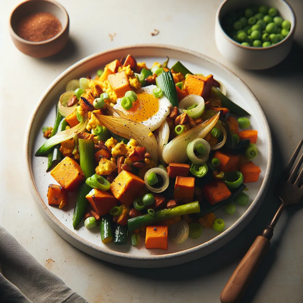 Vegan Breakfast Hash with Leeks and Sweet Potatoes