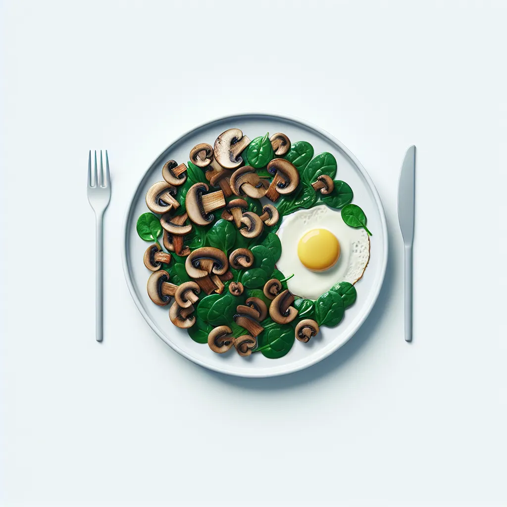 Vegan English Breakfast with Sautéed Mushrooms and Spinach