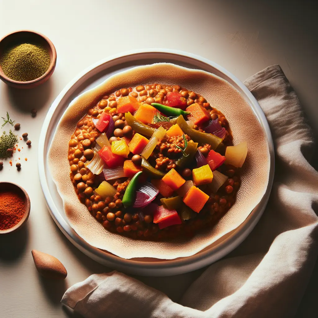 Vegan Ethiopian Lentil Stew with Injera