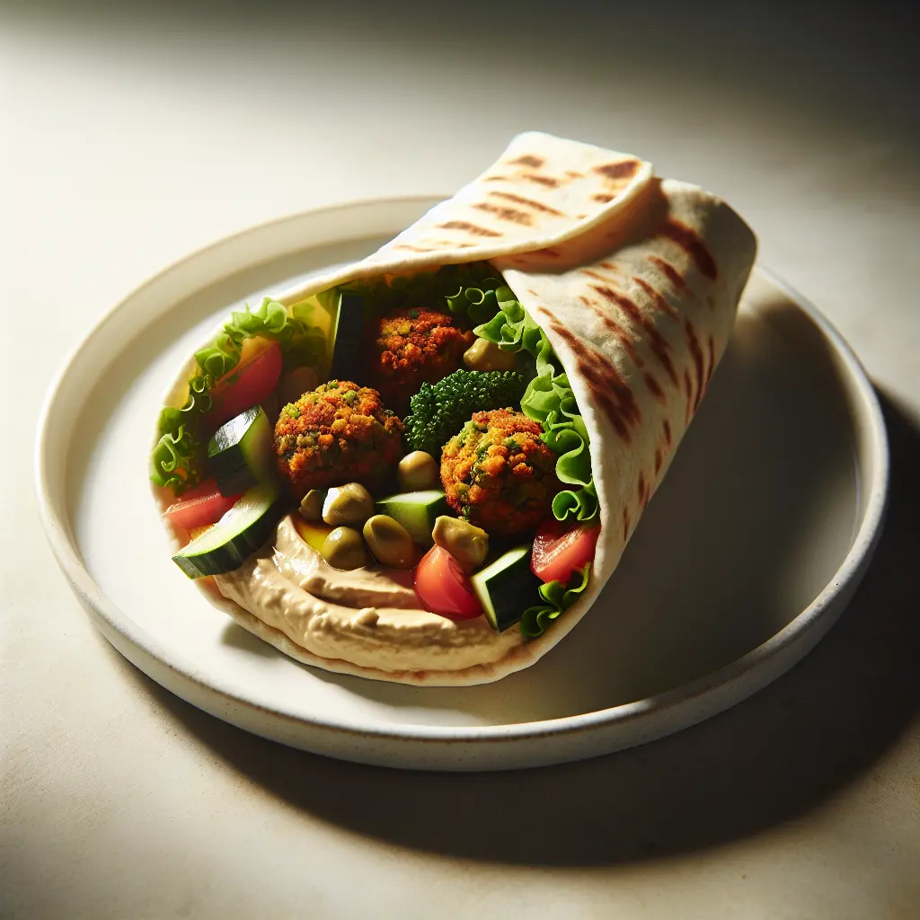 Vegan Falafel Wrap with Hummus and Veggies