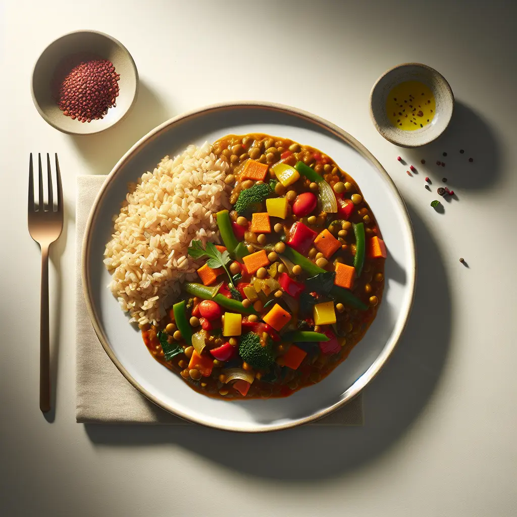 Vegan Lentil and Vegetable Curry with Brown Rice