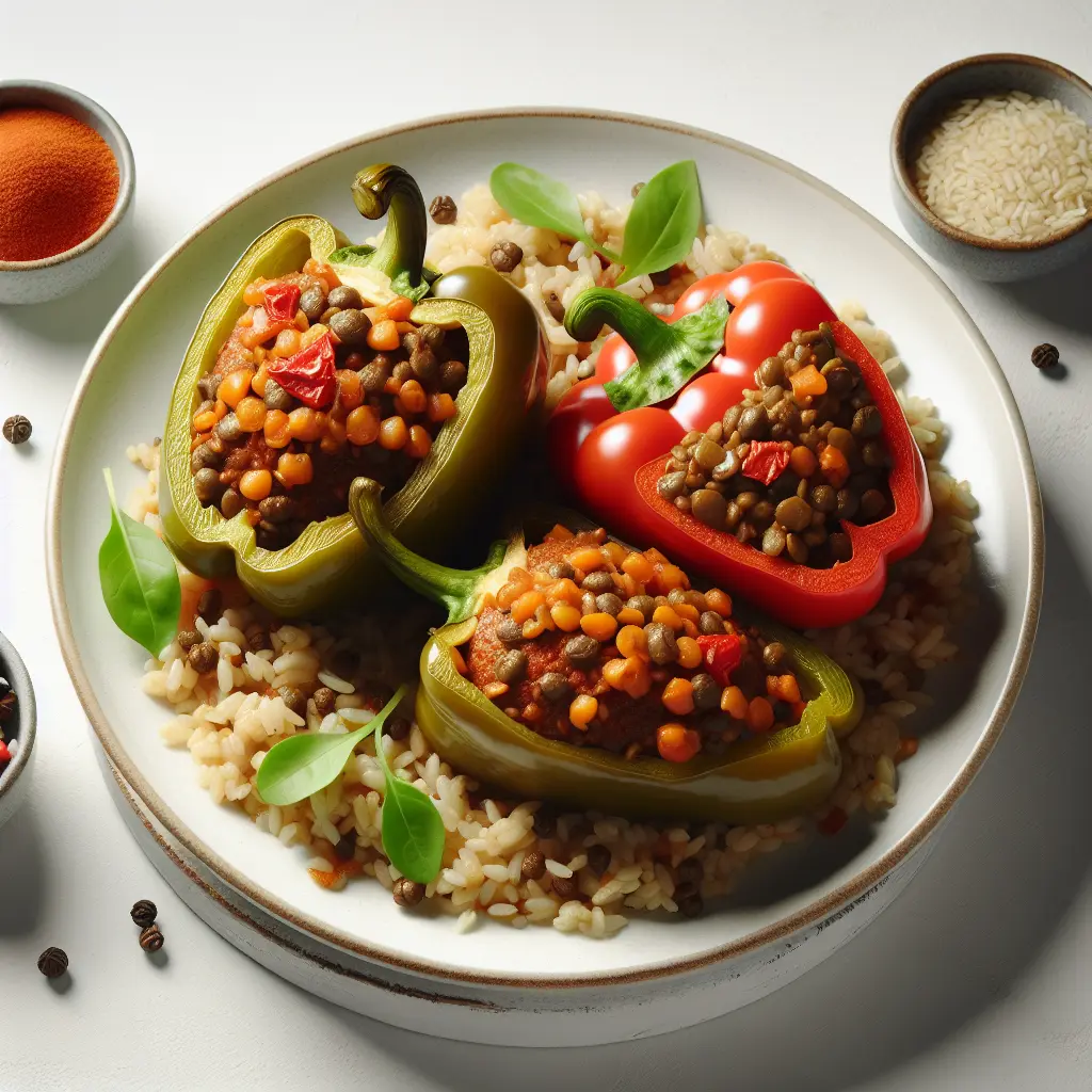 Vegan Stuffed Bell Peppers with Lentils and Brown Rice