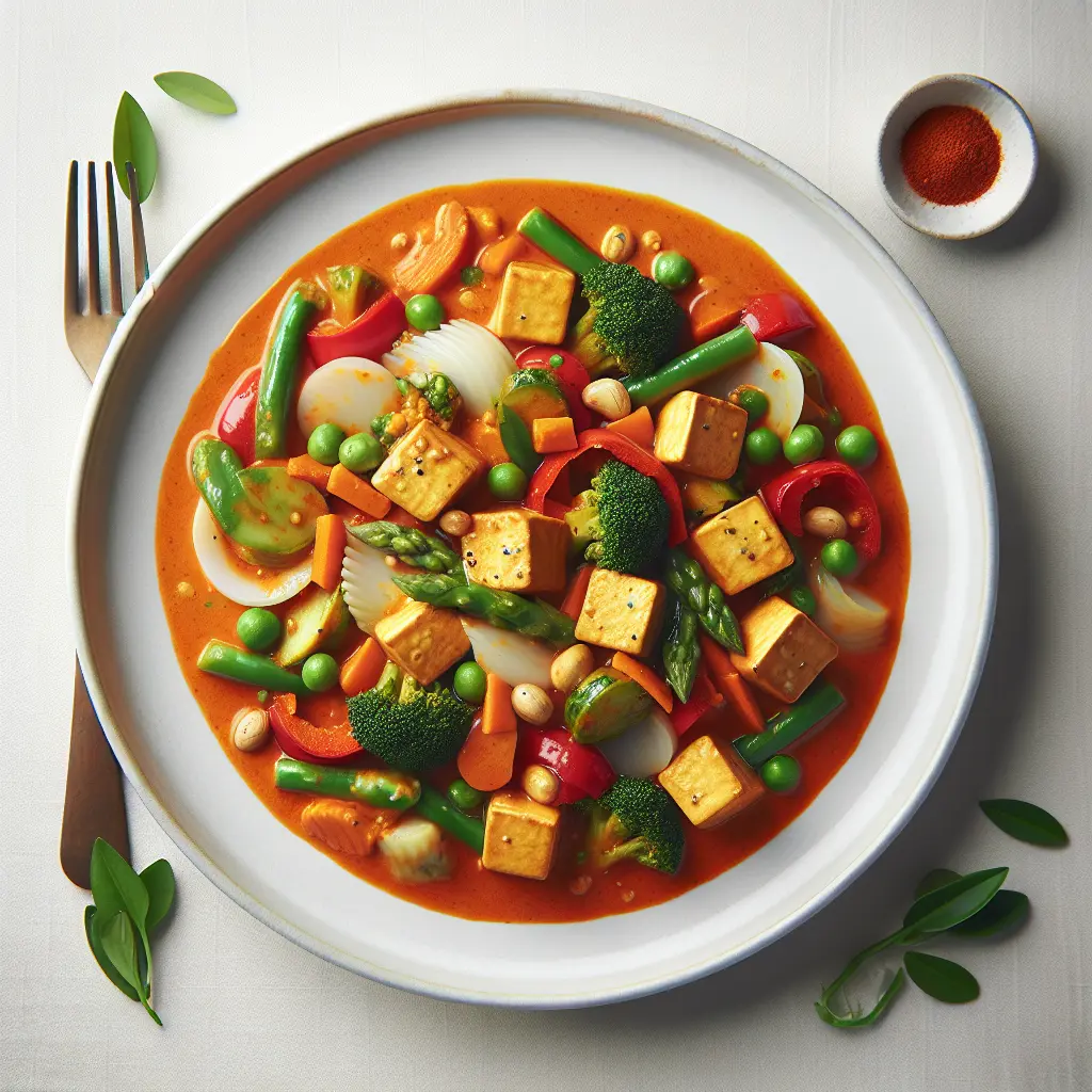 Vegan Thai Red Curry with Tofu and Vegetables