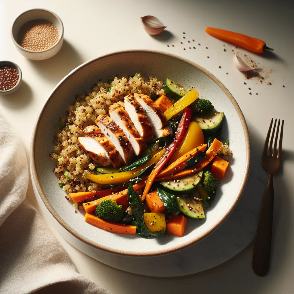 Autumn Vegetable and Chicken Quinoa Bowl