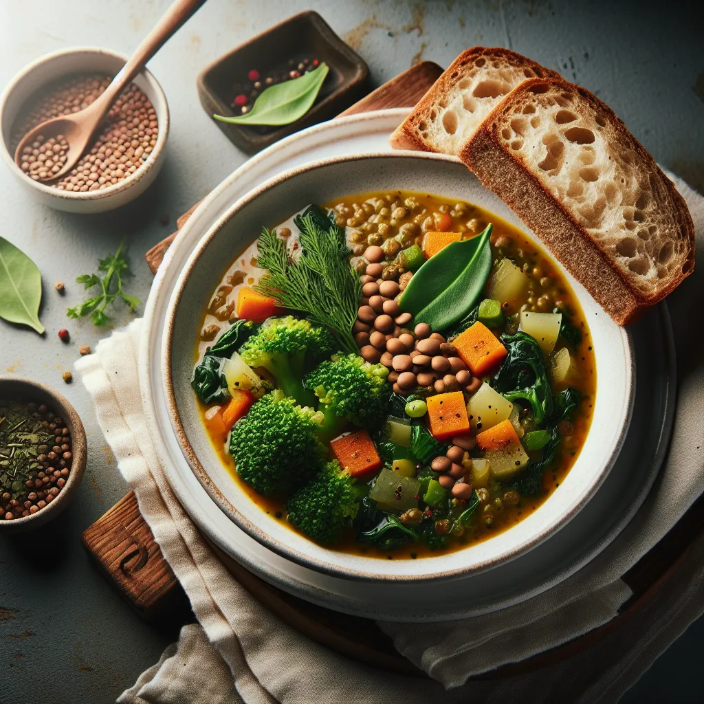 Vegetable and Lentil Soup with Whole Wheat Bread