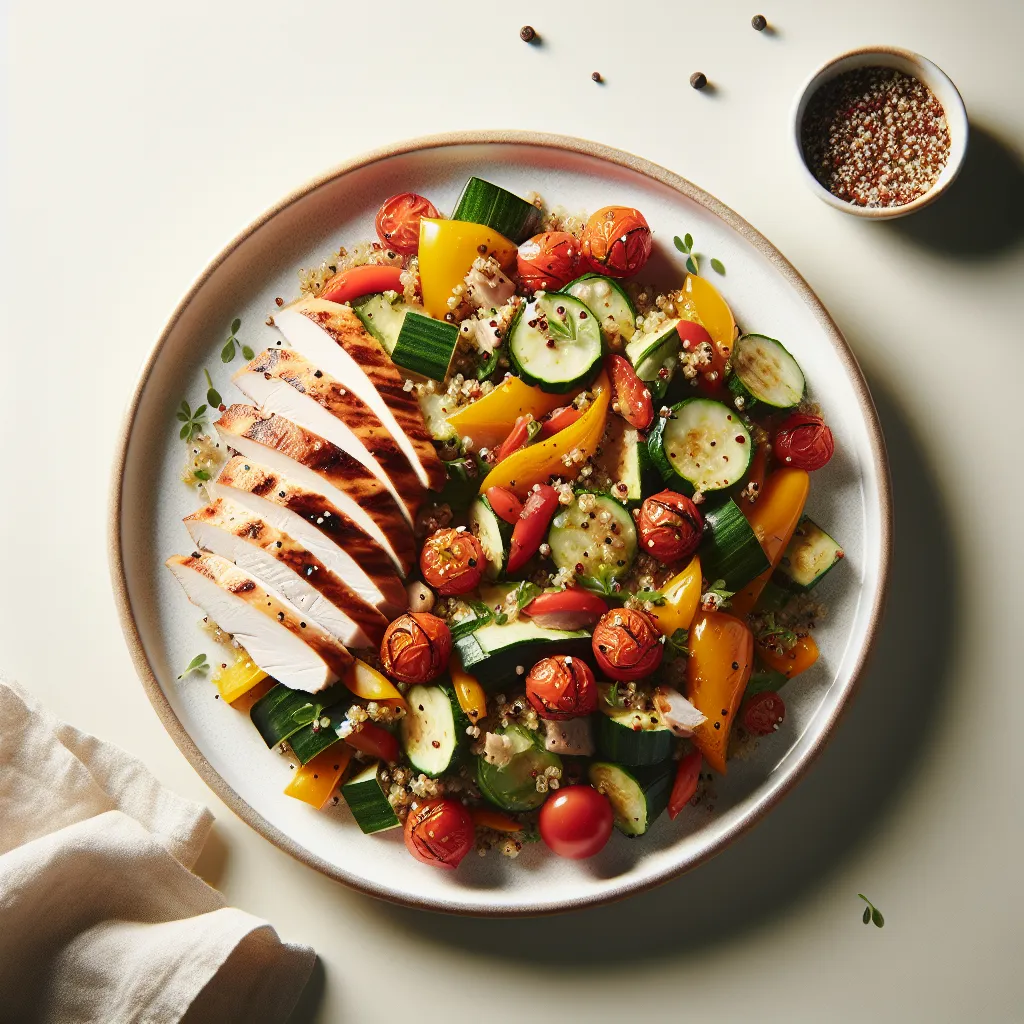 Autumn Vegetable and Quinoa Salad with Grilled Turkey
