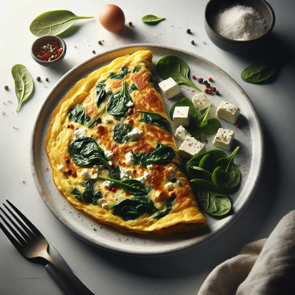 Vegetarian Breakfast Omelette with Spinach and Feta
