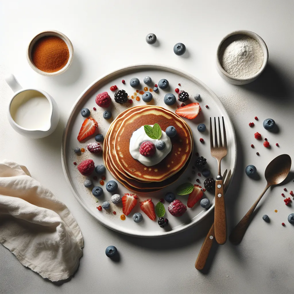 Vegetarian Protein Pancakes with Greek Yogurt and Berries