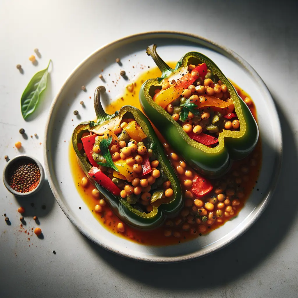 Vegetarian Stuffed Bell Peppers with Lentils and Vegetables