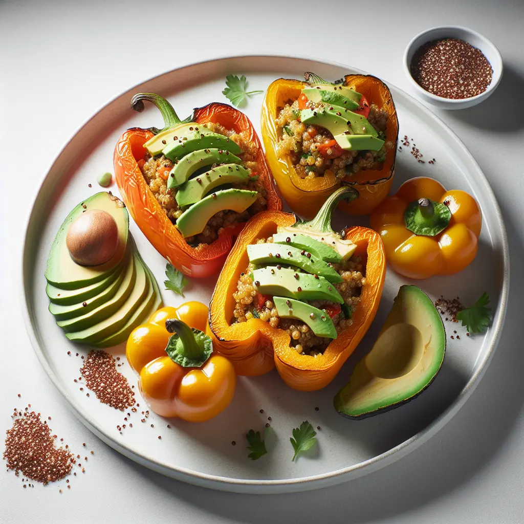 Vegetarian Stuffed Bell Peppers with Quinoa and Avocado