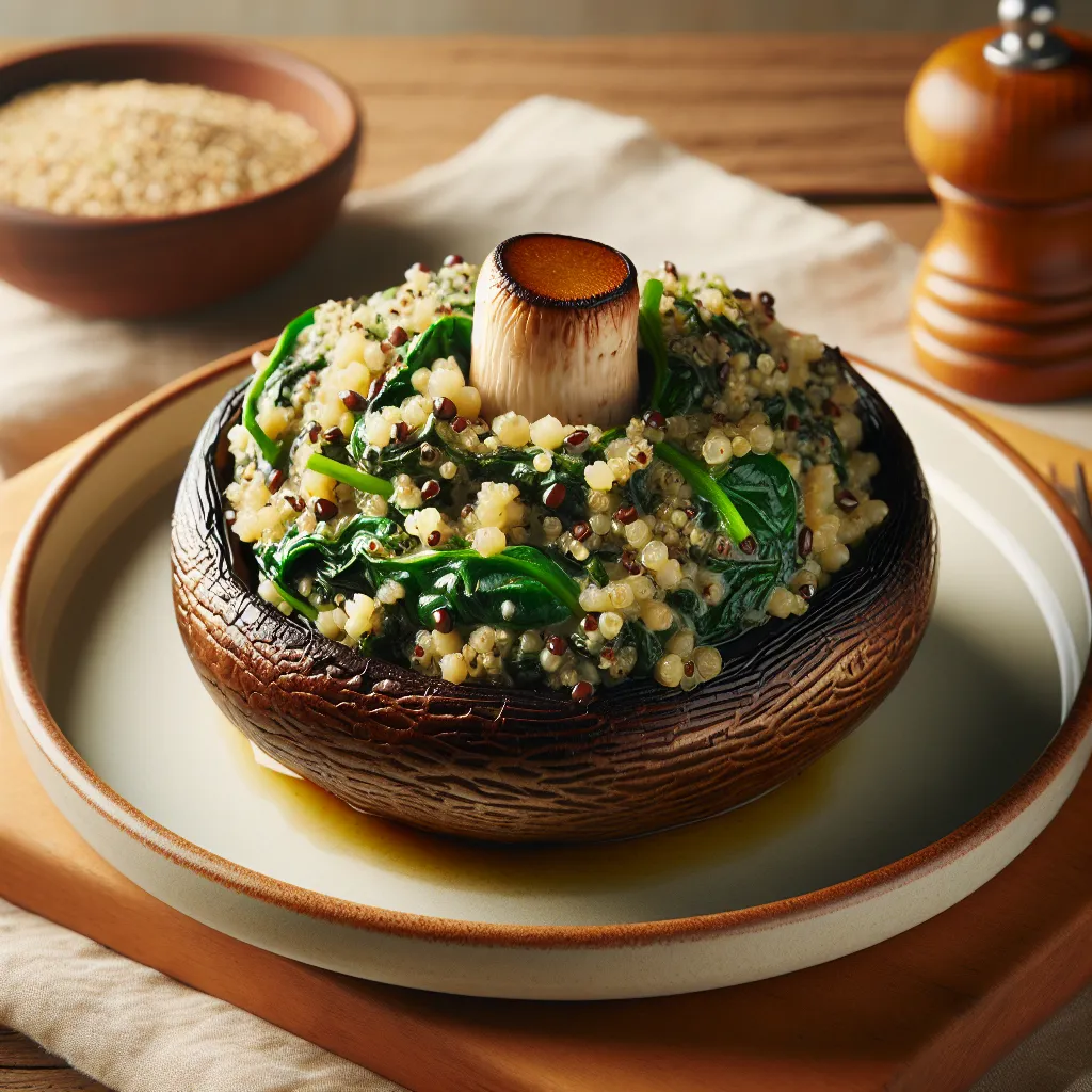 Vegetarian Stuffed Portobello Mushrooms with Quinoa and Spinach