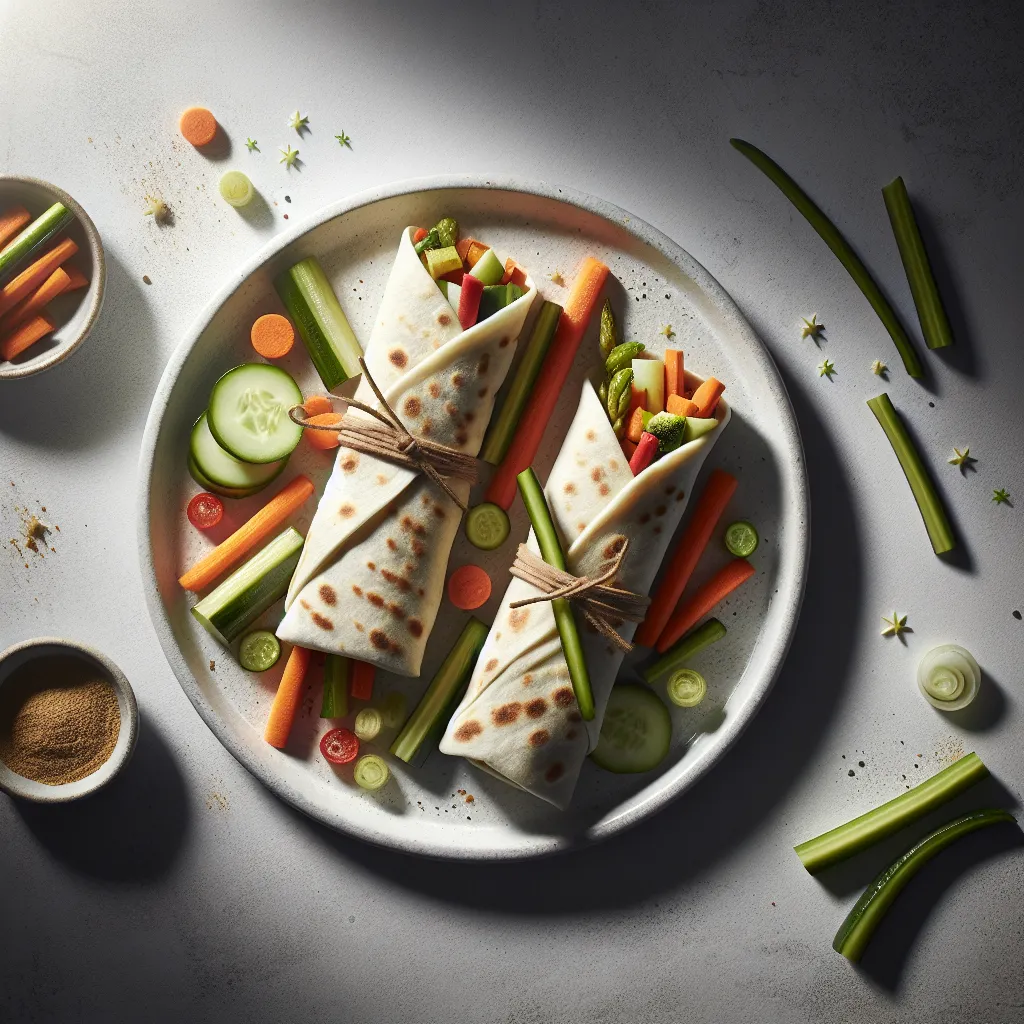 Vegetarian Tiny Wraps with Veggie Sticks