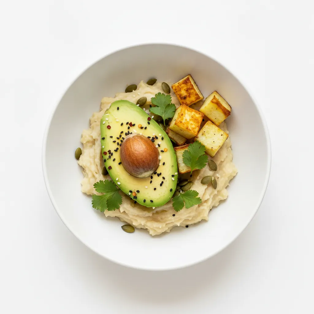 White Sweet Potato and Spicy Avocado Breakfast Bowl