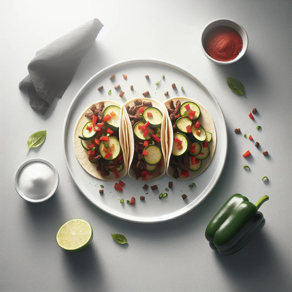 Zucchini and Red Bell Pepper Beef Tacos