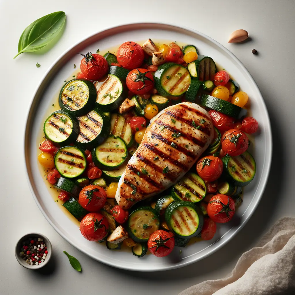 Zucchini and Tomato Ratatouille with Grilled Chicken