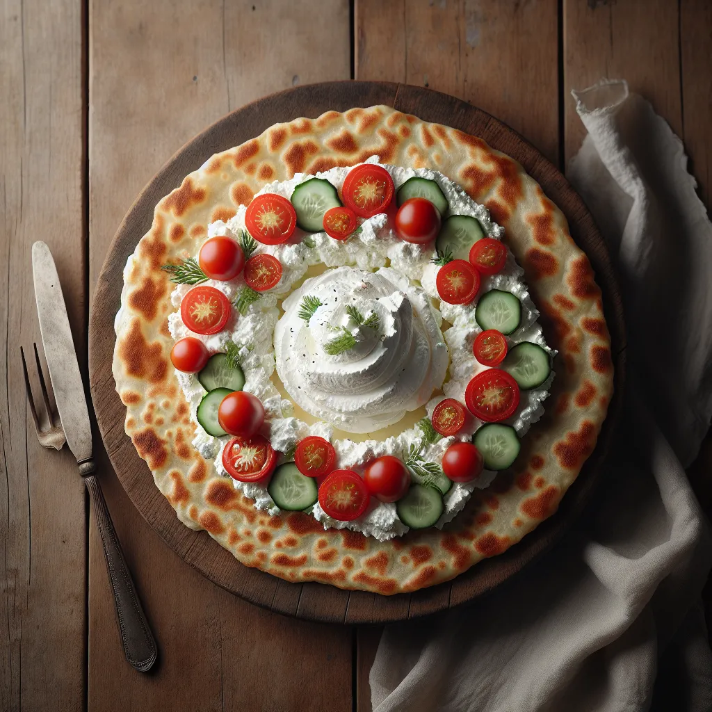 Mediterranean Chickpea Flatbread with Whipped Feta and Summer Salad