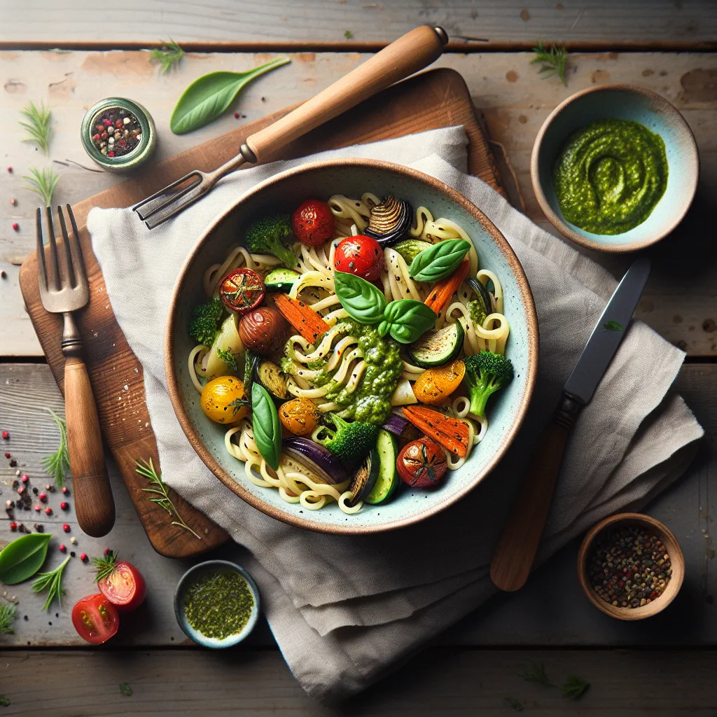 Summer Harvest Pasta with Creamy Walnut Pesto