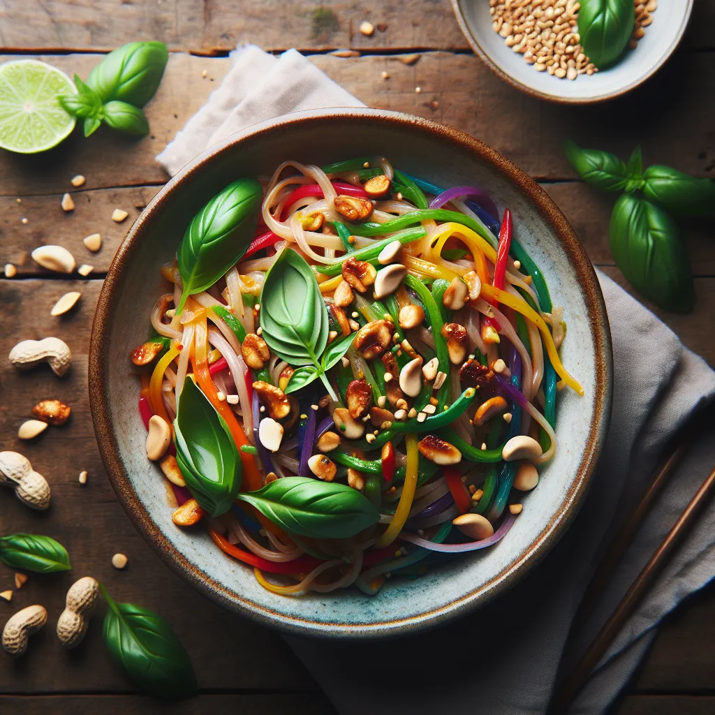 Vibrant Veggie Rainbow Noodles: A Flavorful Pad Thai Adventure
