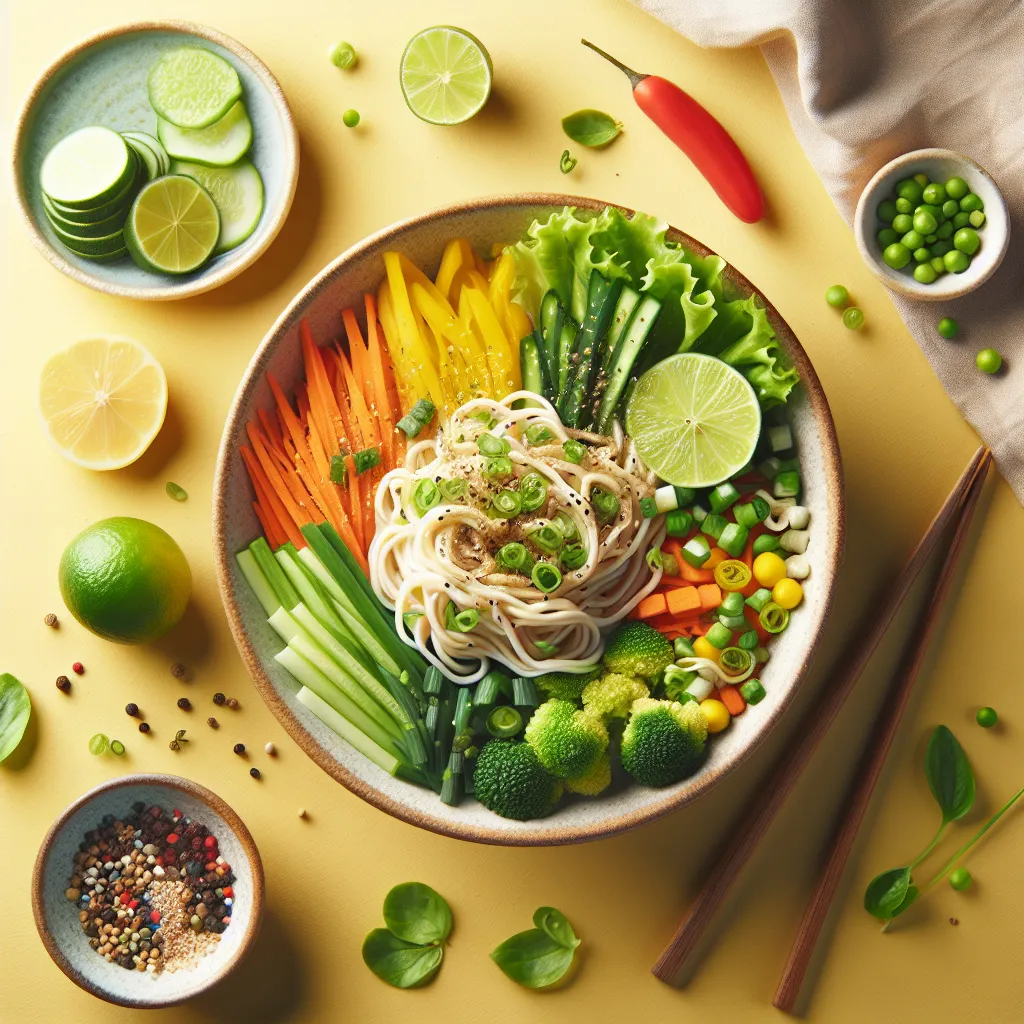 Vibrant Veggie Noodle Bowls with Zesty Lime Dressing