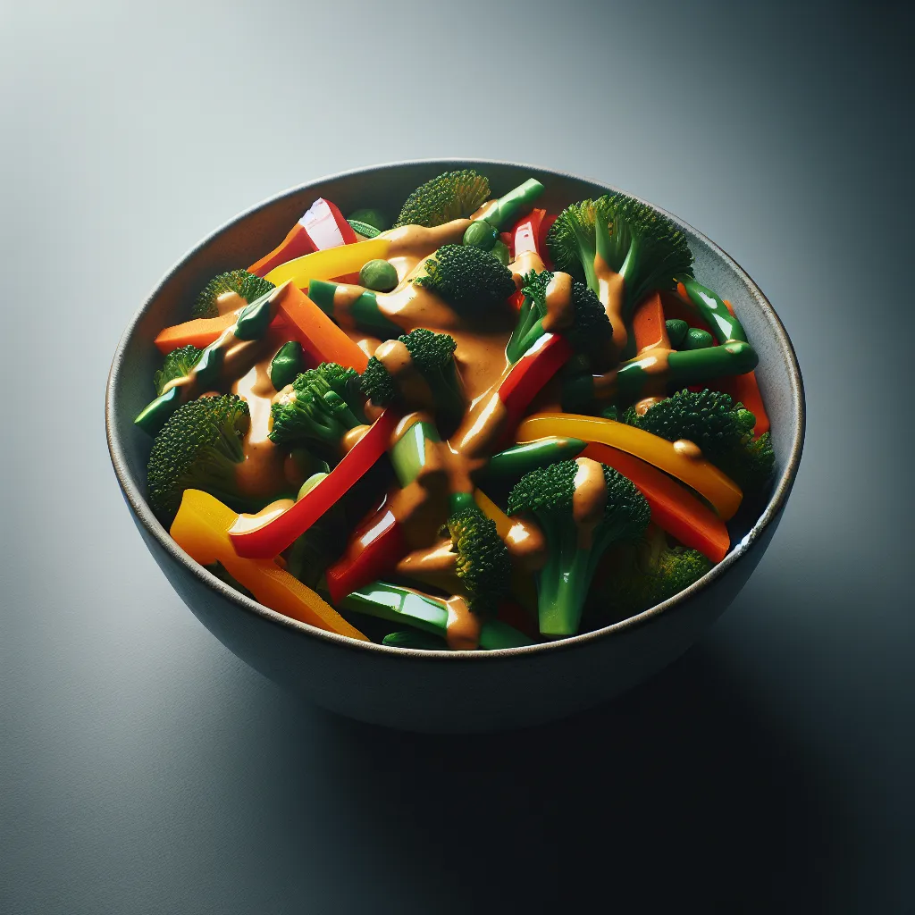 Vibrant Veggie Rainbow Bowl with Zingy Peanut Drizzle