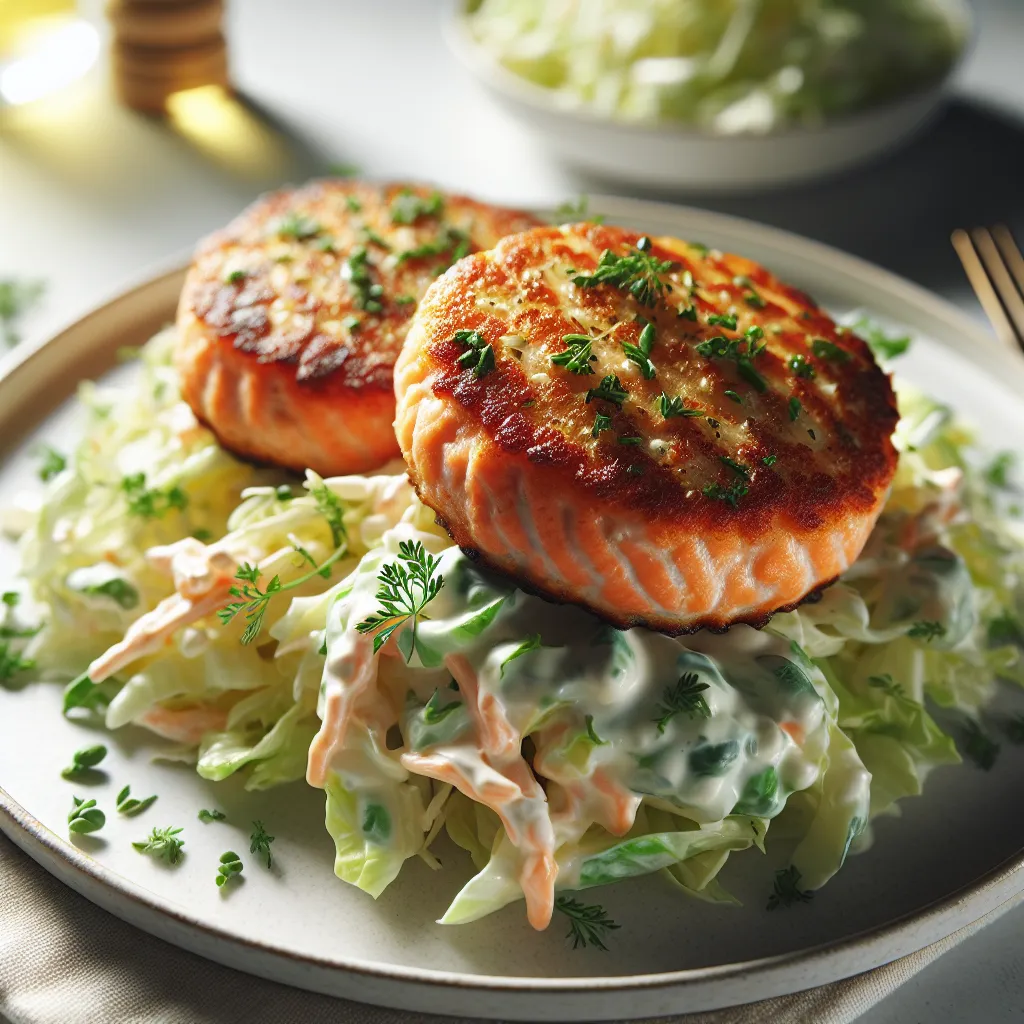 Quick & Healthy Salmon Patties with Zesty Cabbage Slaw